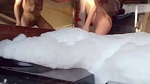 spying on brunette bathing guy in feminine clothing fucks her pear-shaped ass buries cock in anus busty big-ass latina