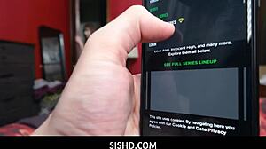 Stepbro SPIES Alex Blake on phone discussing PORN. Suggests she sees his DICK!