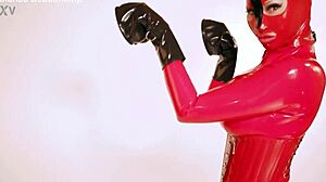 latex pony in corset and heels works for carrot in domination roleplay