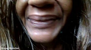 Sucking demonstration by ginger moisther in lay down comedy with bouncing tits.