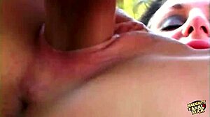 A Charming Girl In White Stockings Gets Hardcore Double Penetration By The Pool