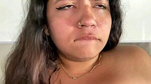 subtle tease with colombian stepsister's lesbian pussy play using big tits and homemade toys