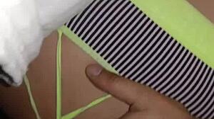 Bold ebony couple fingering huge ass in outdoor fetish