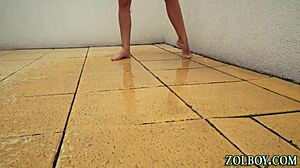 lingerie slut in hd solo session urinates with small tits fetish toys