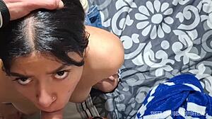Recopilación de corridas features a Colombian teen giving sloppy deepthroat blowjobs. She swallows cum from her uncle's big cock.
