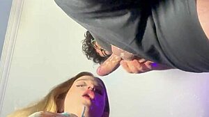 Watch me deepthroat big daddy with gagging and choking! Then facial fuck this petite blonde wife swallowing cum in homemade POV.