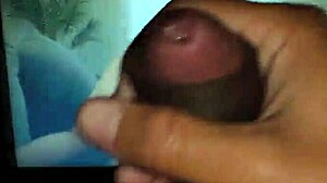 Masturbating solo to intense face fucking scene where he pounds her hard