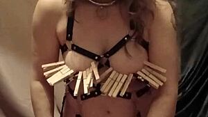 i feel so turned on as french housewife slave in leather harness and mouth spreader for bdsm session