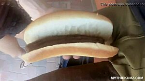 spicy latina rides big fat dick outdoors during bbq??