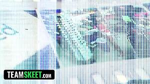 Cute alt girl with braces small tits pierced nipples and bubble butt gets rough pov fucking after shop stealing. Facial covers her pretty face.