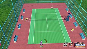 in this hentai episode lina and zheng get into wild 3some action with big tits anal and squirting creampie. the curvy monsters dominate in cartoon fetish outfits during the tennis angels ex game.