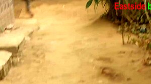 African married man sneaks up on curvy neighbor while she bathes outside and fucks her wet pussy with monster cock