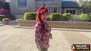 Stunning redhead milf sexy vanessa takes rough anal pounding from rome major!