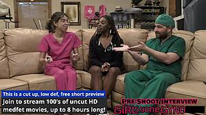 Doctor Explores New Scrubs With Tickling Fetish In Latex Dress And Heels