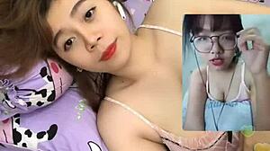 This beauty flaunts her massive tits in wild action.