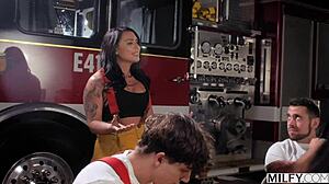 Oh wow, Eva Angelina the ultimate milfy brunette takes on 6 huge cocks in epic interracial gangbang! 🔥🍆