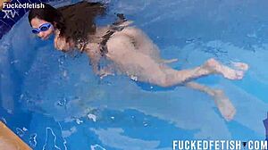Watch sexy mermaid Helen Star in underwater pool naked romance!