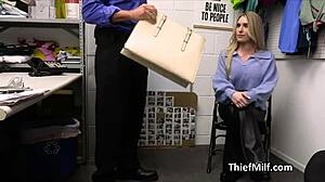 Busty Cougar Gets Tag Teamed By Horny Mall Cops In Office Threesome