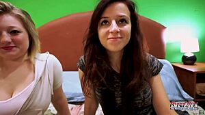 Busty Blonde Faiths Hope and Skinny Redhead Katie Walls Share Cumshot on Juicy Boner