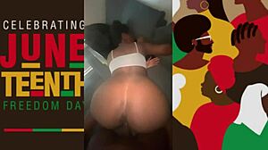 got some tight black pussy from a petite ebony nympho with small tits riding big black cock for juneteenth celebration