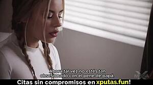 Blonde stepdaughter sucks cock and enjoys fucking with uncle and father-in-law in homemade video.