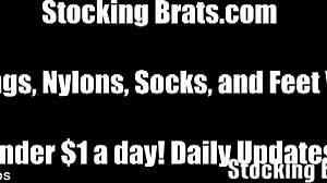 Sasha and Monica licking and teasing each other in stockings with passion