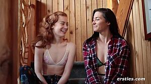 Ersties Hot Amateur Lesbians Enjoy Sexy Bath Together with Shaved Pussy and Small Tits