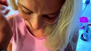 Sexy Alice Giving Blowjob To Her Boyfriend In Kitchen And Took Huge Cumload In Mouth