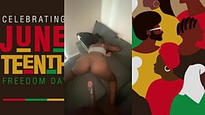 got some tight black pussy from a petite ebony nympho with small tits riding big black cock for juneteenth celebration