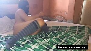 My horny ebony stepsis sneaked into my room for wild secret sex and fulfilled her fantasies