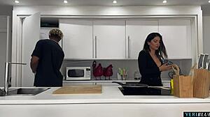 big ass latina milf colombiana gets roughly fucked by her boyfriend's friend in his kitchen dorm house