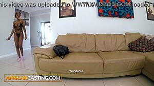 Huge natural tits ebony amateur delivers deepthroat blowjob with face fucking