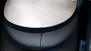 Hey, this hot stepmom gets so horny she flashes her big tits and ass in public while the car is moving!