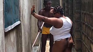 Oh yeah, this big tits chubby slut is seducing the house cleaner for a quick outdoor fuck