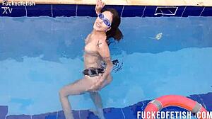 Watch sexy mermaid Helen Star in underwater pool naked romance!