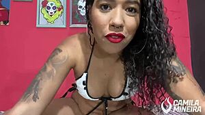 Amateur latina ebony with big ass and small tits gives jerk off instructions while spanking