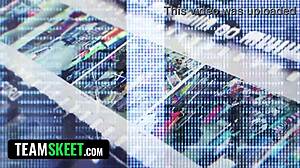 Cute alt girl with braces small tits pierced nipples and bubble butt gets rough pov fucking after shop stealing. Facial covers her pretty face.