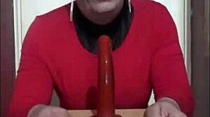 Oh man, this bisexual crossdresser is tasting his own ass from dildo toys 😈🍑