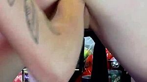 I'm so horny as my husband fists my wet shaved pussy on the kitchen counter until I get a facial cumshot