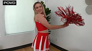 Walking fuck toy cheerleader rides big cock in doggystyle and missionary positions