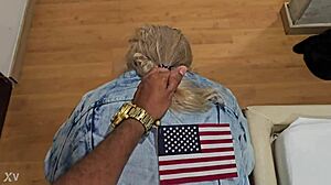 Breaking my blondes ass doggy style with my thick black cock oops that hurt a bit