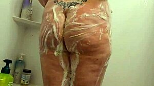 I spy on voyeur candid BBW milf getting soaking wet in shower with hidden cam