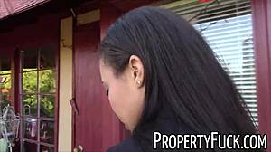 Bold young black real estate agent tricked into fucking pervert outdoors