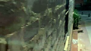 In a public street in Buenos Aires, this Argentinian teen amateur takes cum outdoors as a voyeur watches her prostitute act.