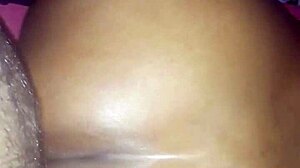 Black ebony cougar with big oiled ass and thong panties takes cock like bitch