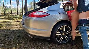 are you fucking that sexy milf hard in the forest until she cums?