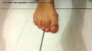 Black socks removal followed by gentle spit on feet