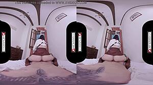 hey, vrcosplayx has lilyan red as mikasa attacking your titanic dick in 3d pov doggystyle and blowjob parody with natural tits and costumes