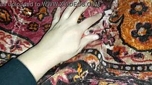 Brunette Girlfriend Gives Cunnilingus to Friend in Tent on Halloween Night