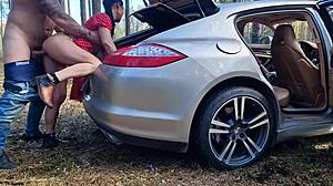 are you fucking that sexy milf hard in the forest until she cums?